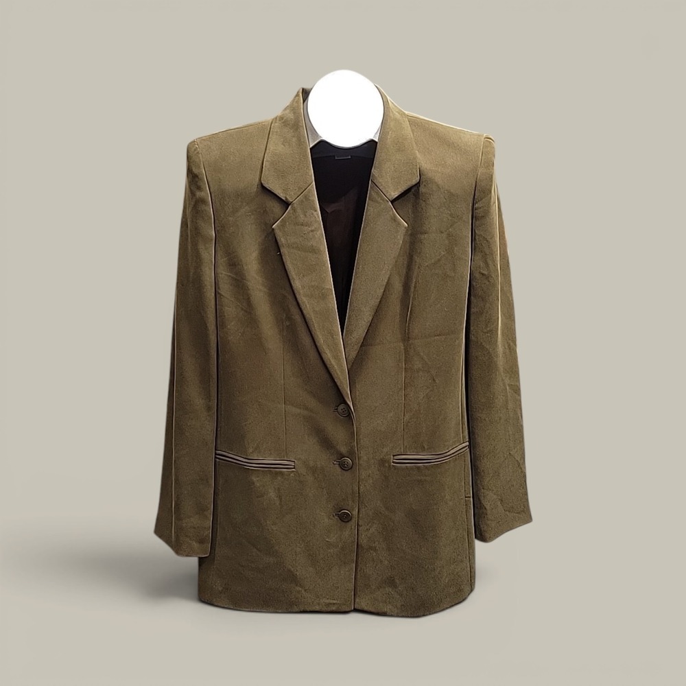 Jones New York Jacket Womens 4 Olive Brown Blazer 100% Silk Professional Career